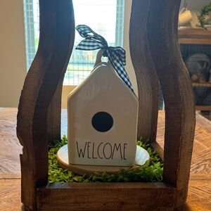 Rae Dunn White Birdhouse with Black Welcome Text